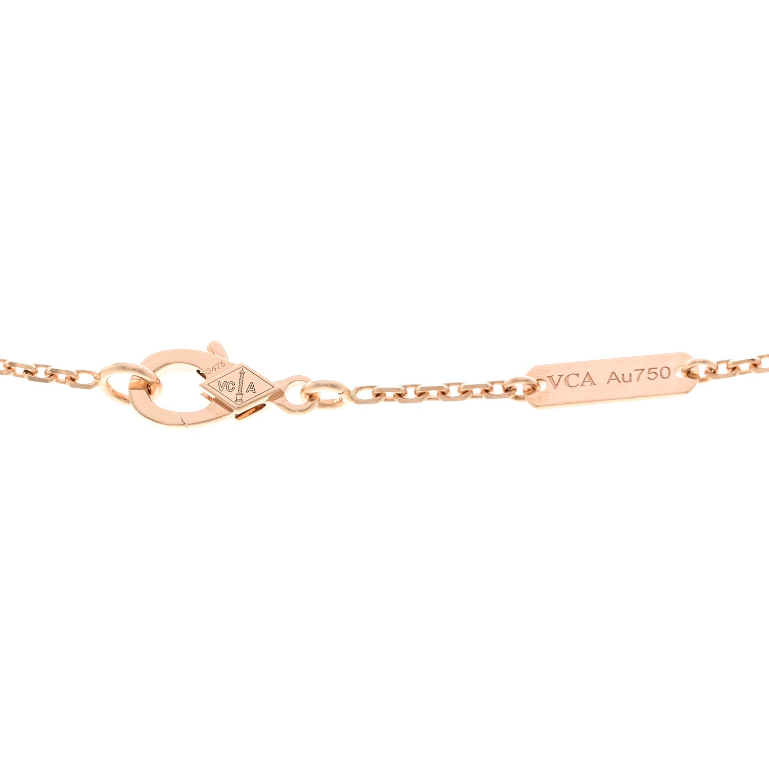 Van Cleef & Arpels VAN CLEEF &amp; ARPELS 18K Rose Gold Diamond Pink Mother of Pearl Vintage Alhambra Pendant Necklace 4 of 6