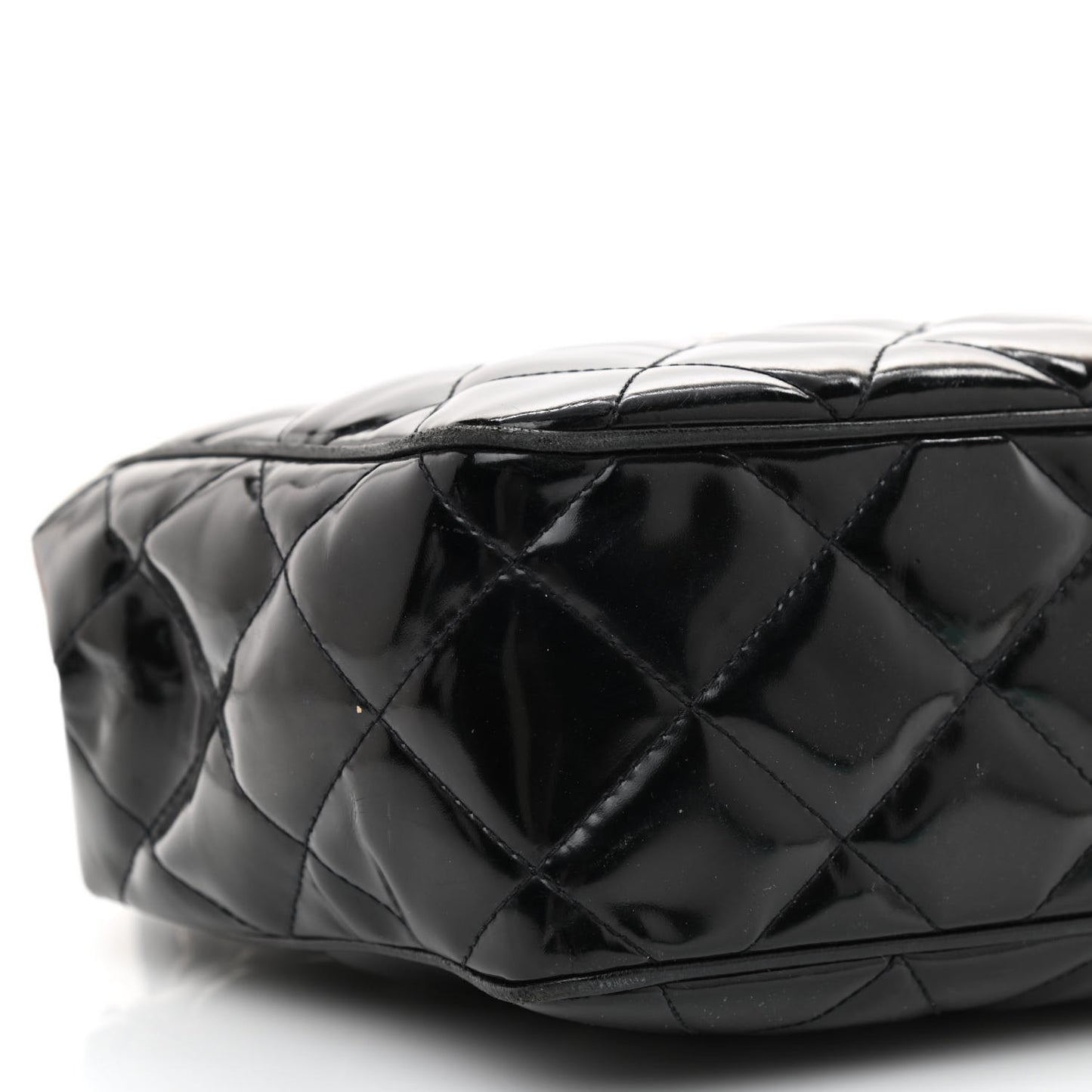 Patent Quilted Shoulder Bag Black