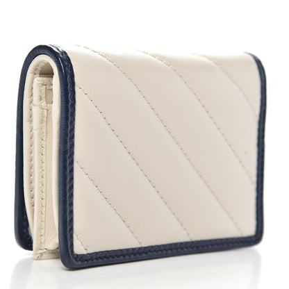 Gucci Vintage Effect Calfskin Matelasse Diagonal Torchon GG Marmont Card Case Wallet Mystic White Blue Agata 3 of 10