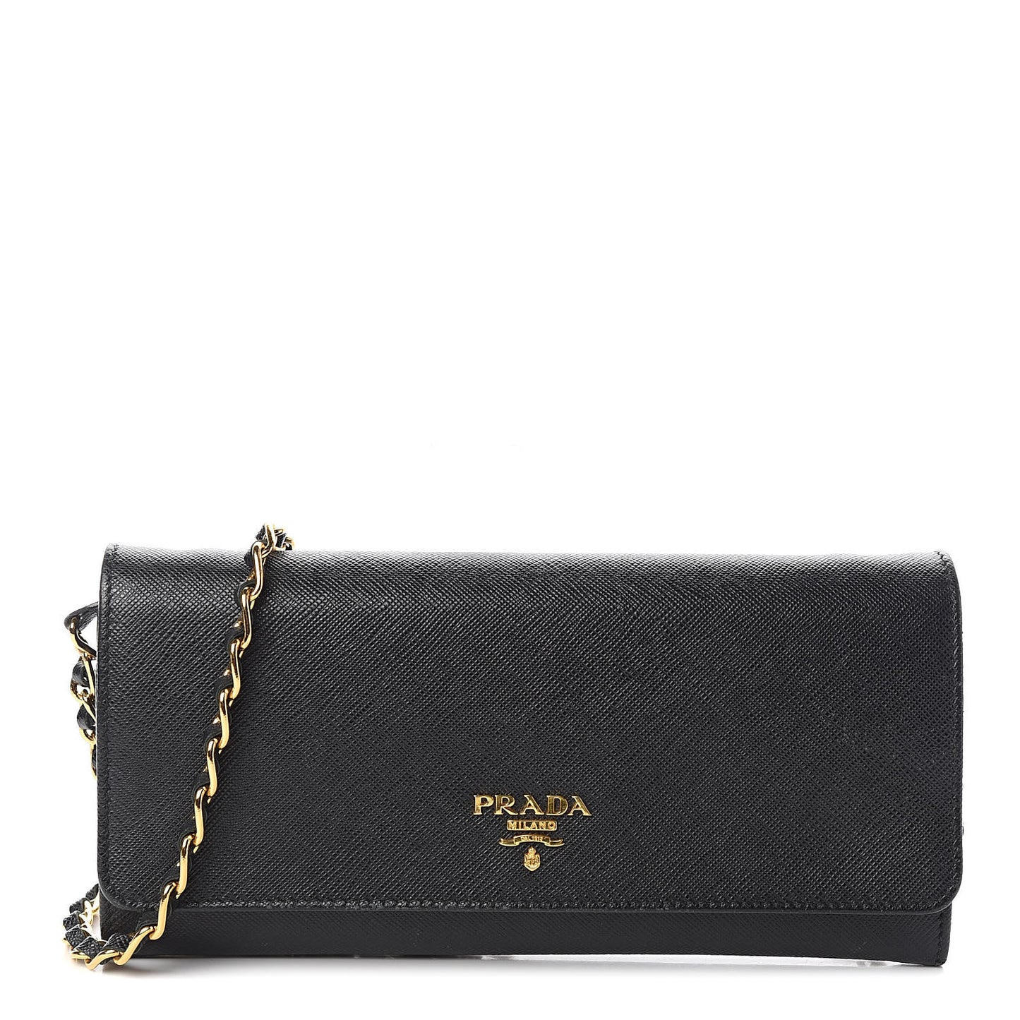 Saffiano Metal Oro Chain Wallet Black
