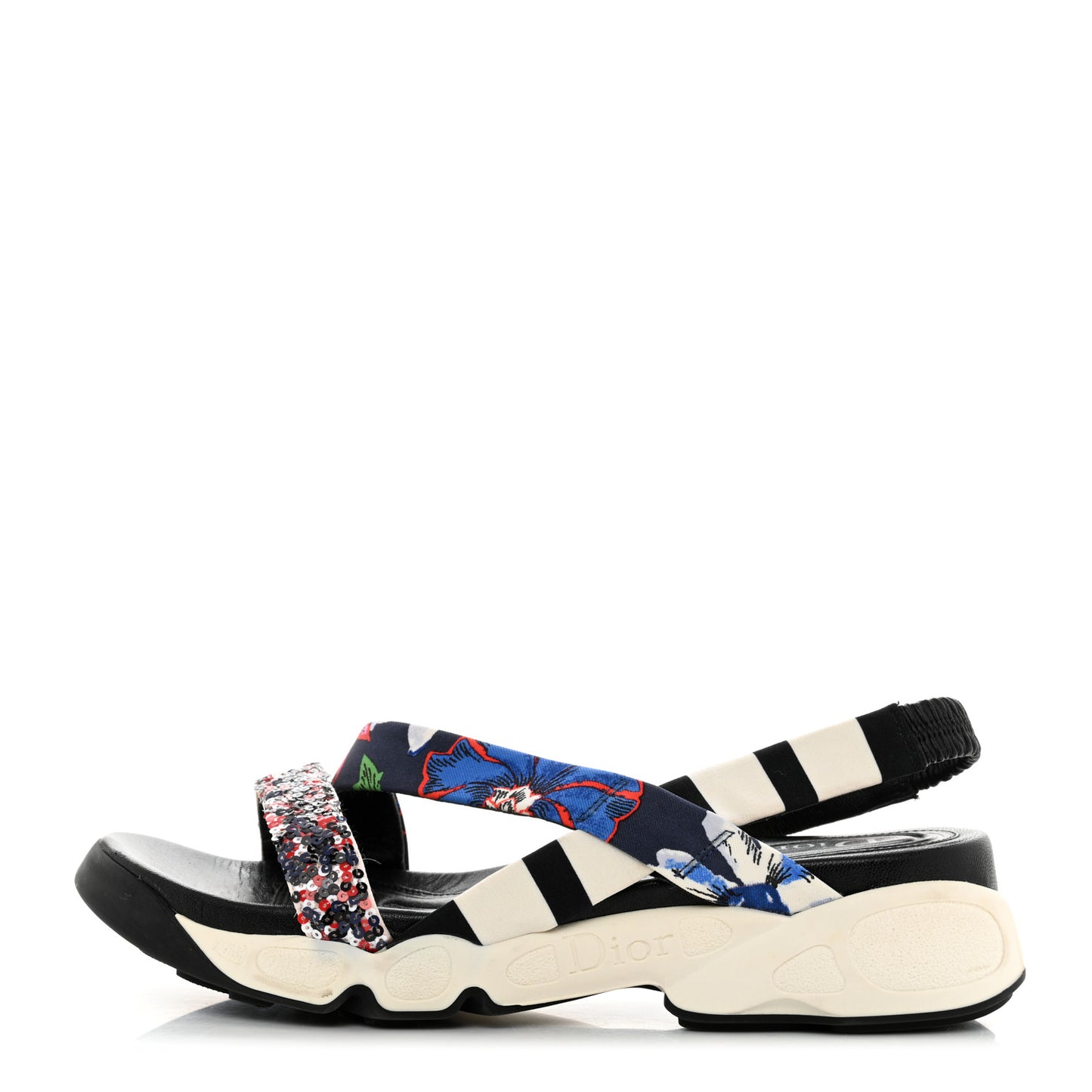 Canvas Sequin Dior Pulse Sandals 38 Multicolor