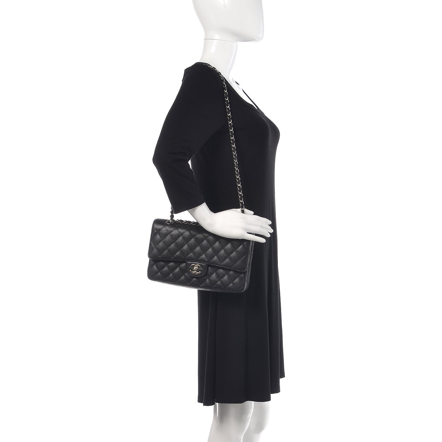 Chanel Caviar Quilted Medium Double Flap Black 2 of 12