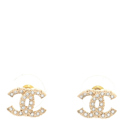 Chanel Crystal Studded CC Earrings Gold 1 of 5