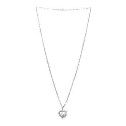 Chopard 18K White Gold 3 Diamond Happy Diamond Icons Heart Pendant Necklace 3 of 5