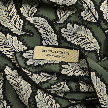 Burberry Silk Leaf Print Scarf Dusty Green 4 of 4