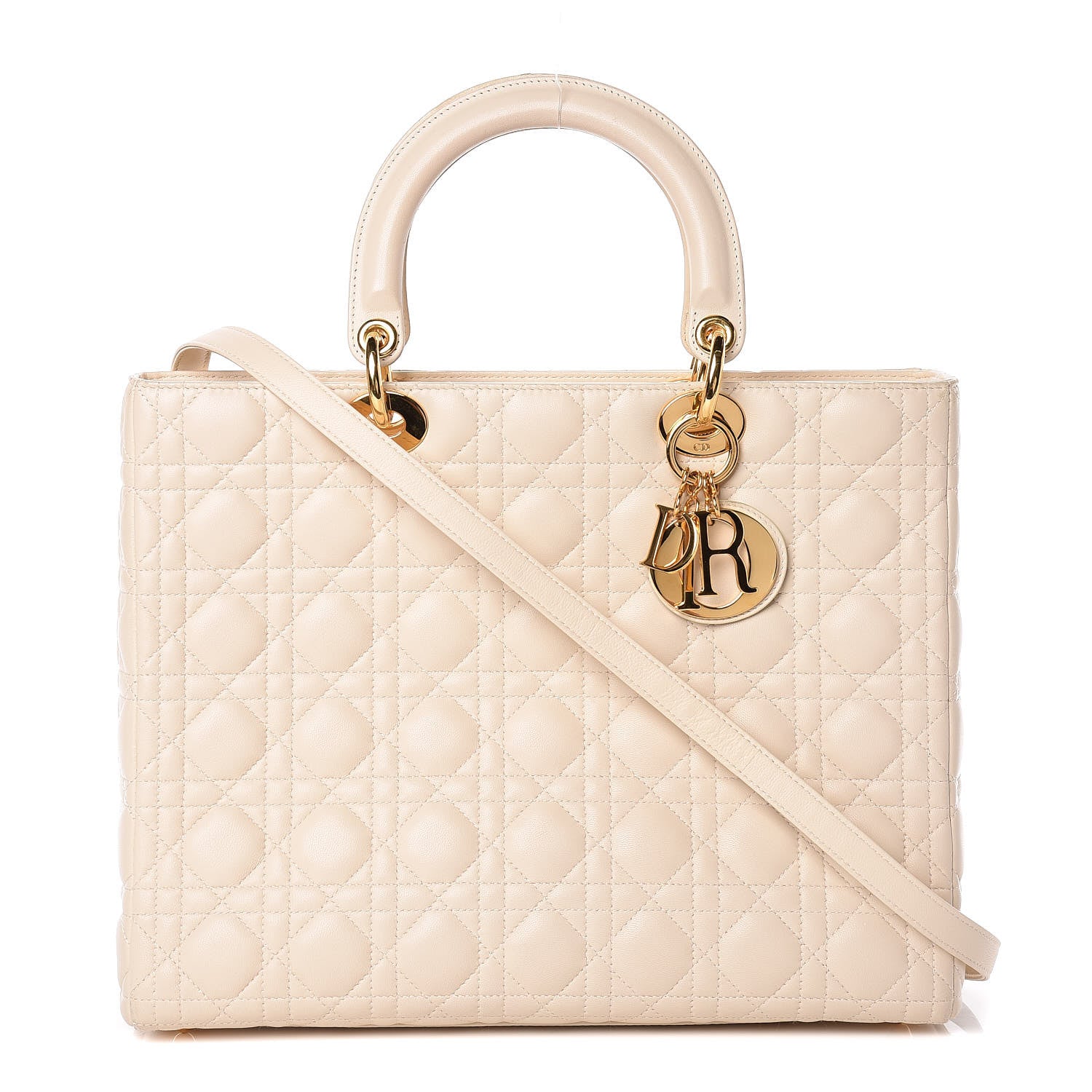 Christian Dior Lambskin Cannage Large Lady Dior Light Beige 1 of 20