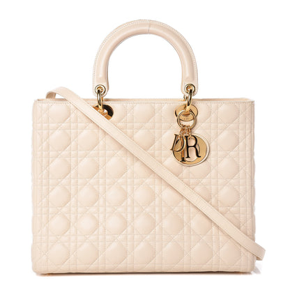 Christian Dior Lambskin Cannage Large Lady Dior Light Beige 1 of 20
