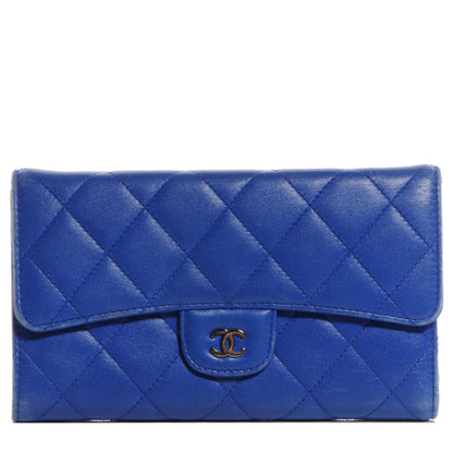 Chanel Lambskin Quilted Large Flap Wallet Dark Blue 1 of 9