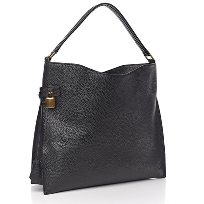 Tom Ford Pebbled Calfskin Small Alix Padlock Zip Hobo Bag Black 4 of 11