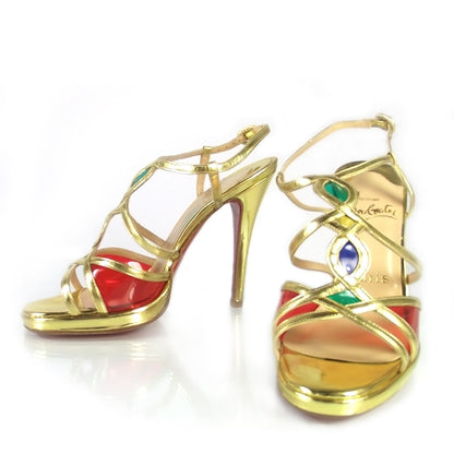 Christian Louboutin Leather Libelle 120 Sandals 36.5 Gold 1 of 6