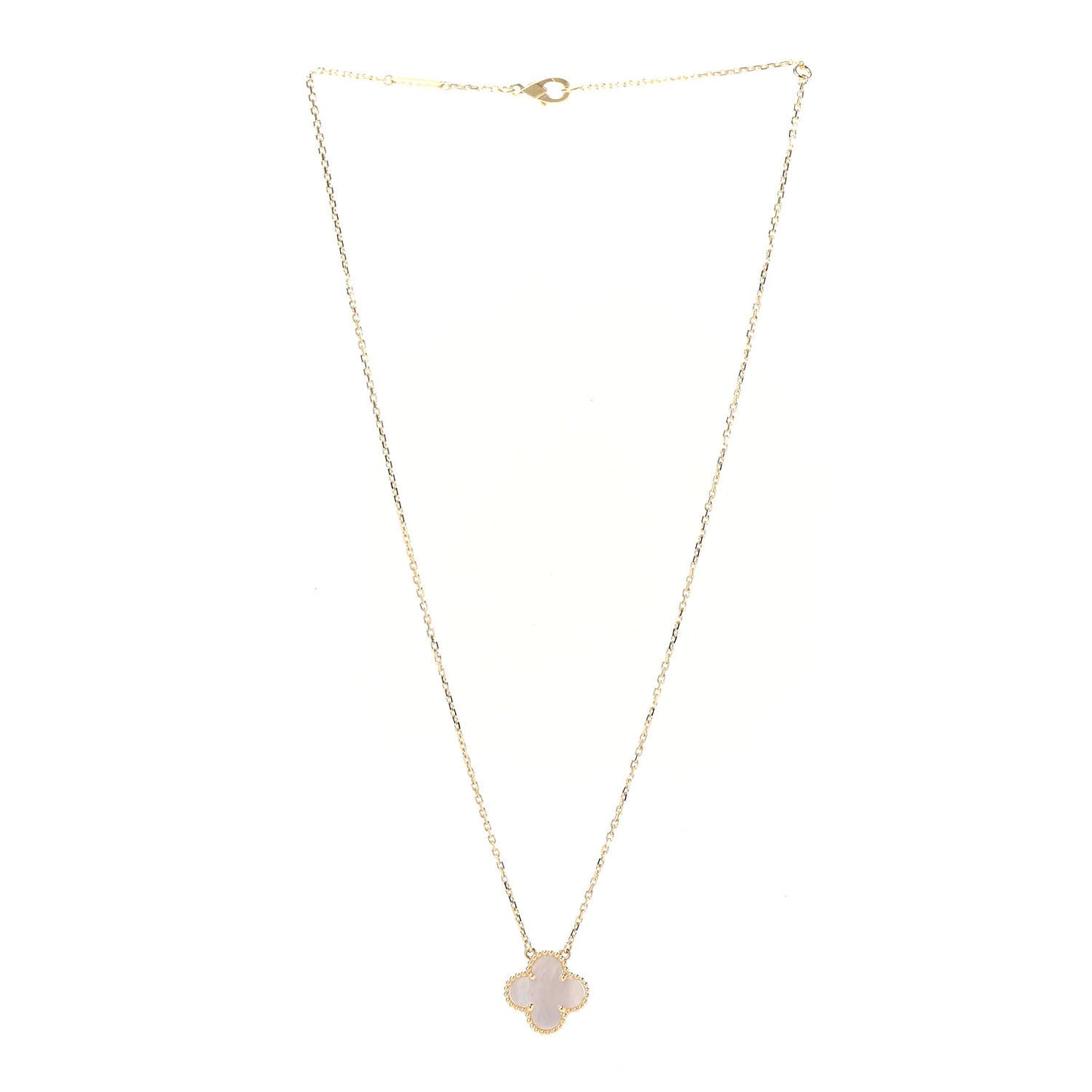 18K Yellow Gold Mother of Pearl Vintage Alhambra Pendant Necklace