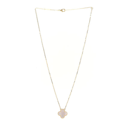 Van Cleef & Arpels 18K Yellow Gold Mother of Pearl Vintage Alhambra Pendant Necklace 3 of 6