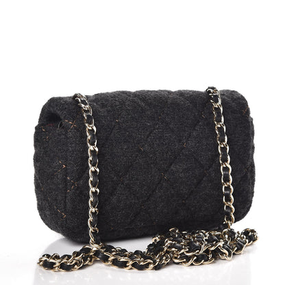 Chanel Wool Contrast Stitched Extra Mini Flap Charcoal 4 of 9