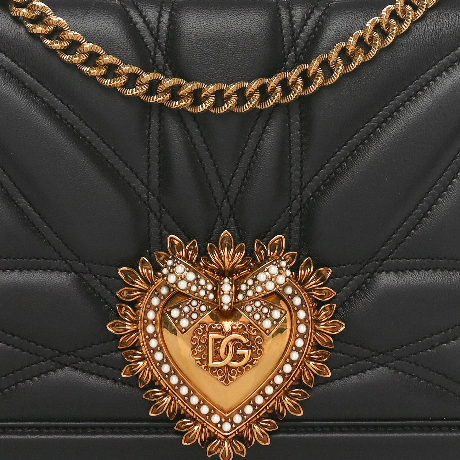 Dolce & Gabbana Calfskin Large Devotion Crossbody Bag Black 7 of 10