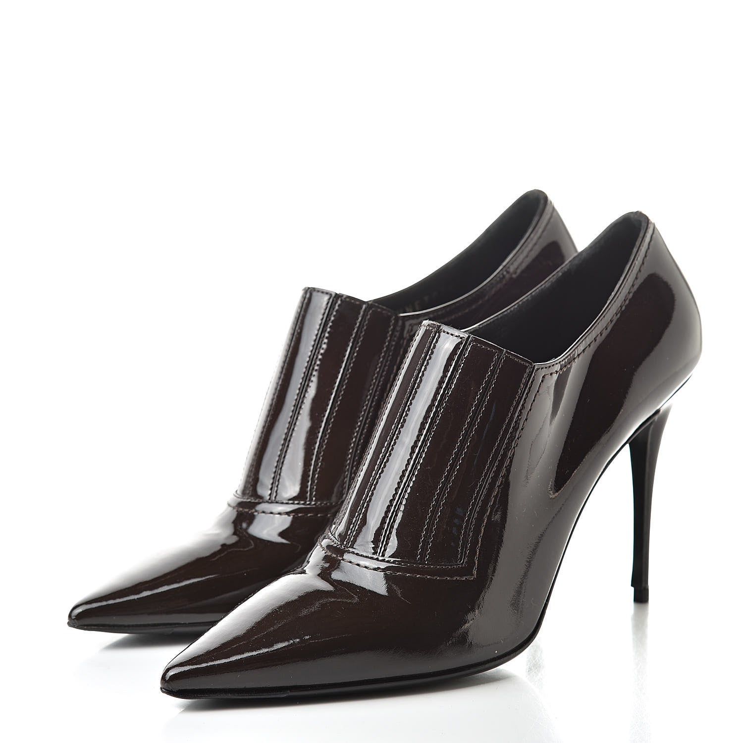 Valentino Garavani Patent Pointed Toe Ankle Boots 38 Brown 3 of 10