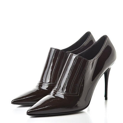 Valentino Garavani Patent Pointed Toe Ankle Boots 38 Brown 3 of 10