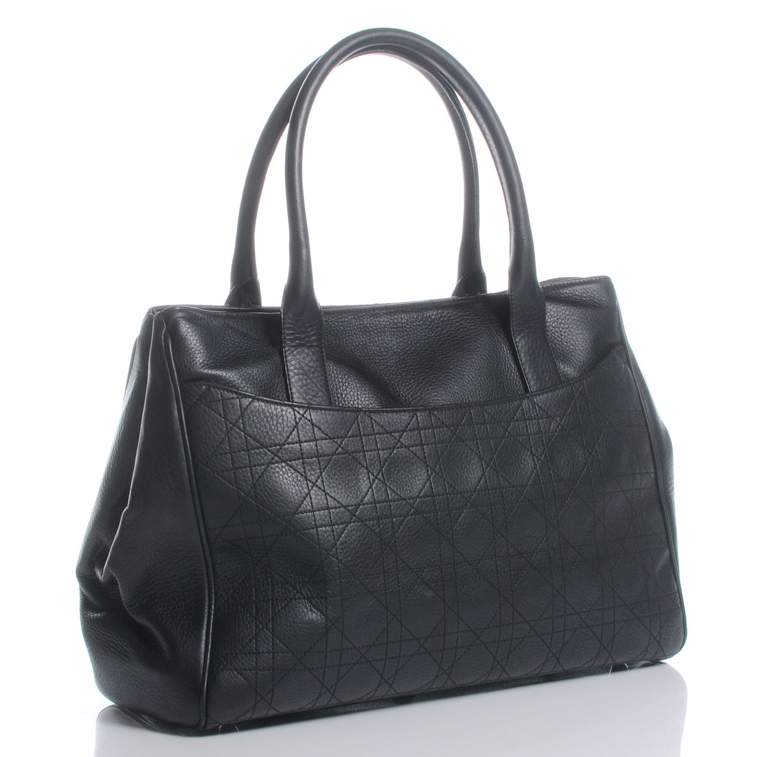 Christian Dior Leather Cannage Stitched Tote Black 3 of 7