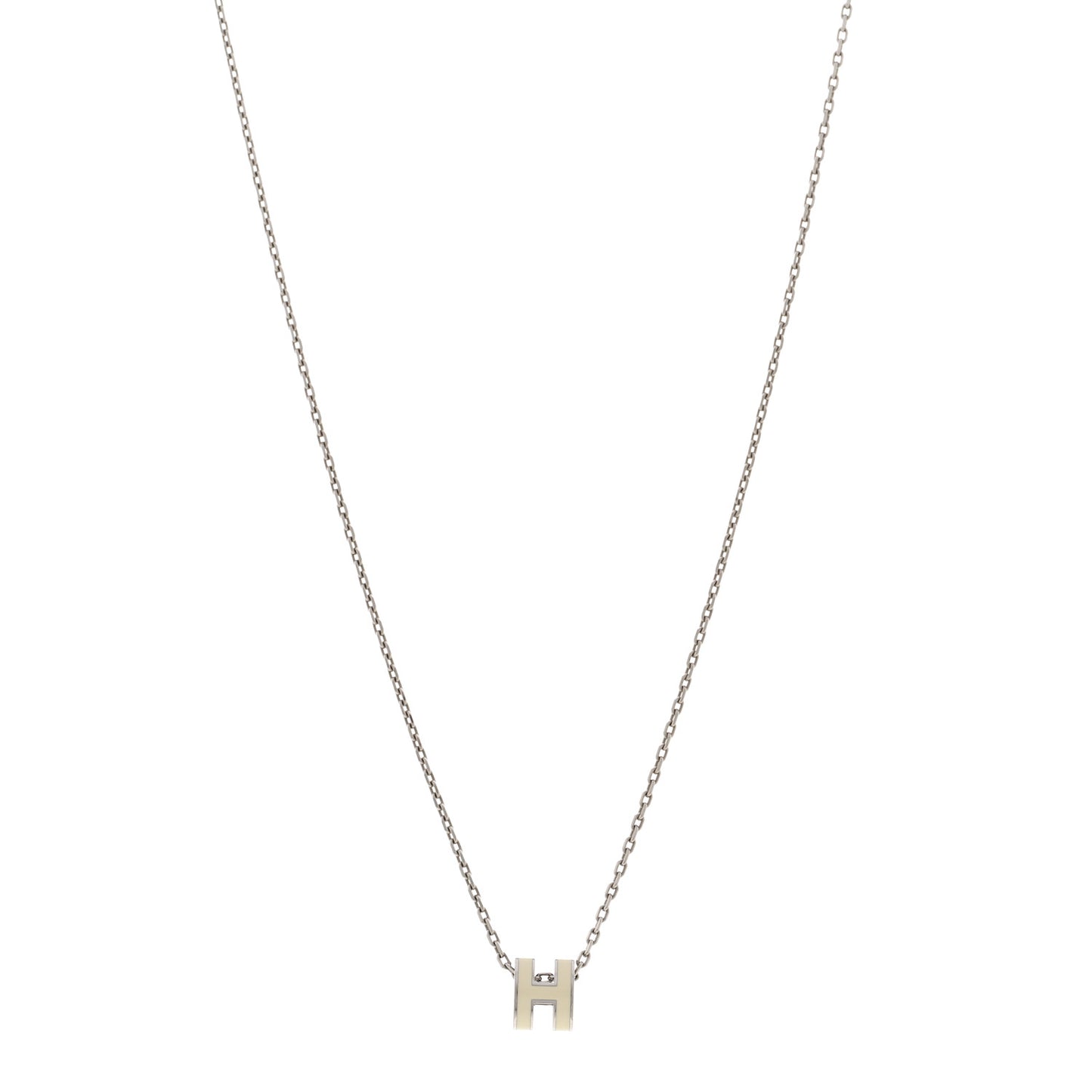 Lacquered Palladium Mini Pop H Pendant Necklace White
