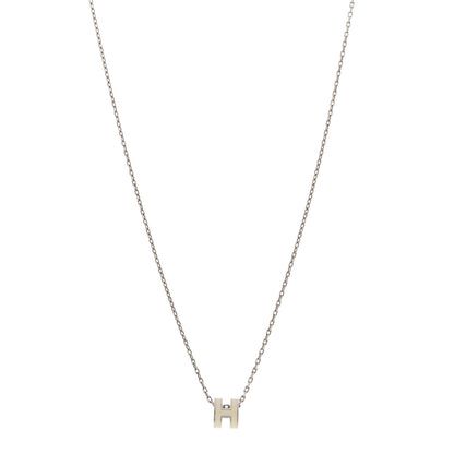 Hermes Lacquered Palladium Mini Pop H Pendant Necklace White 1 of 6
