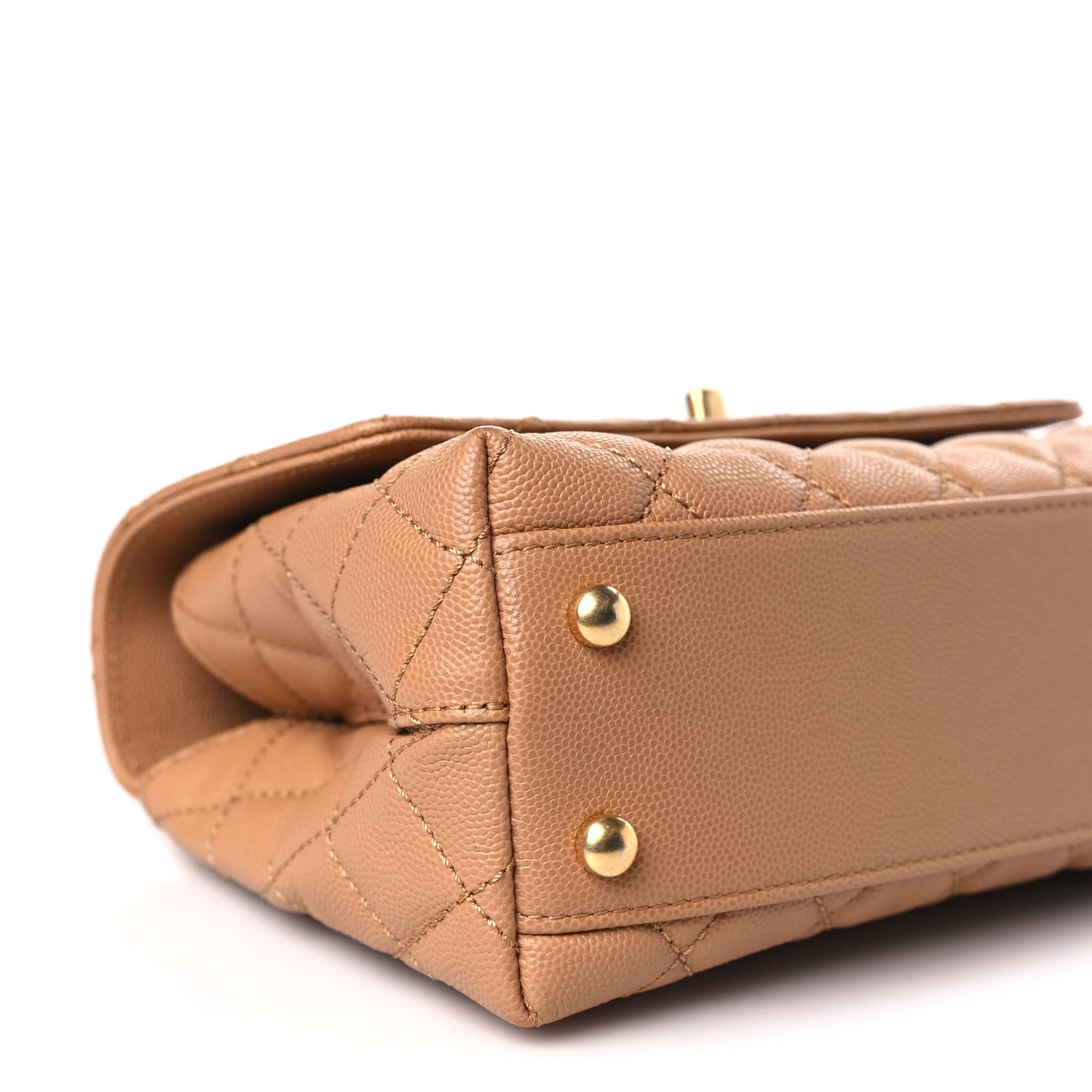 Caviar Quilted Mini Coco Chain Handle Flap Dark Beige
