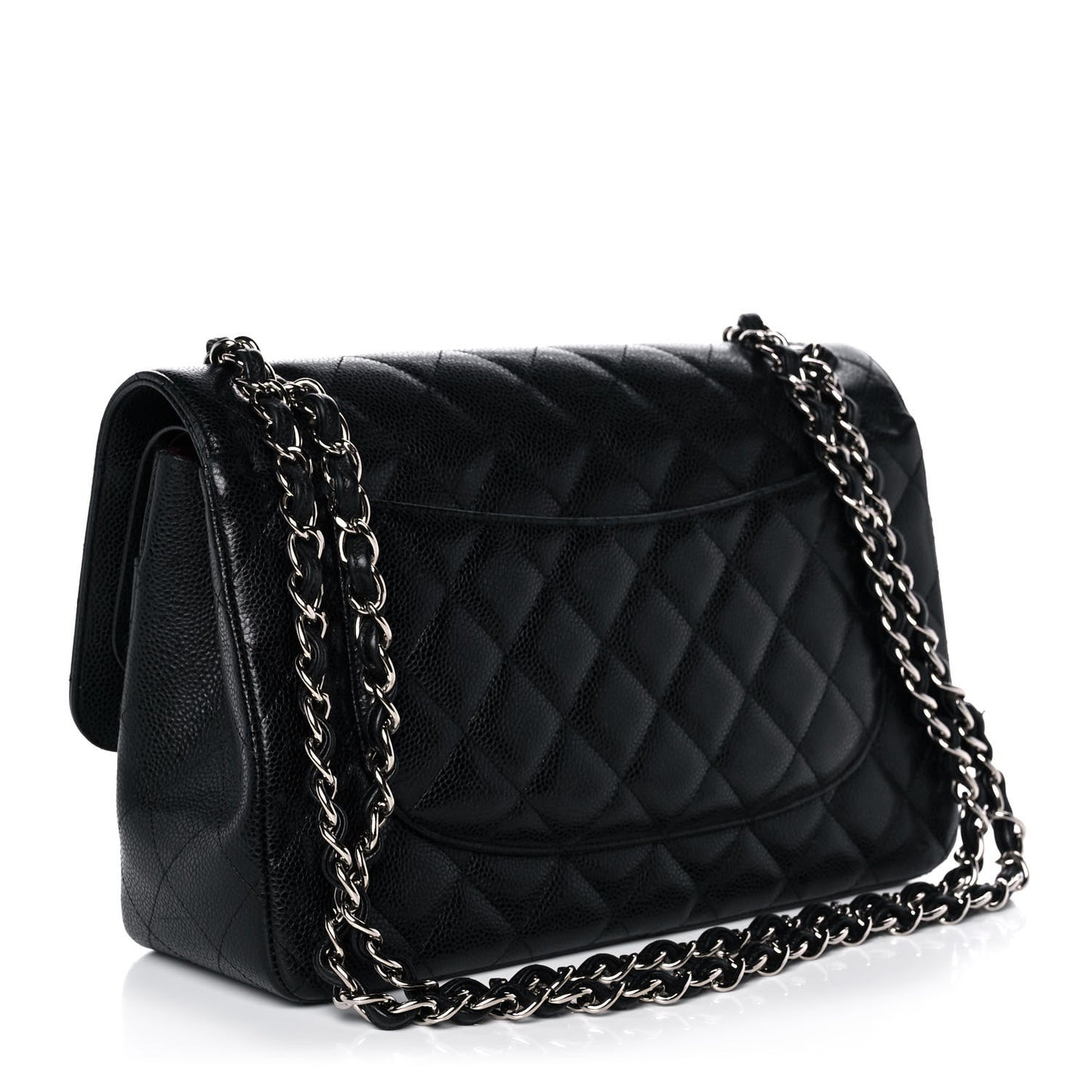 Caviar Quilted Jumbo Double Flap Black