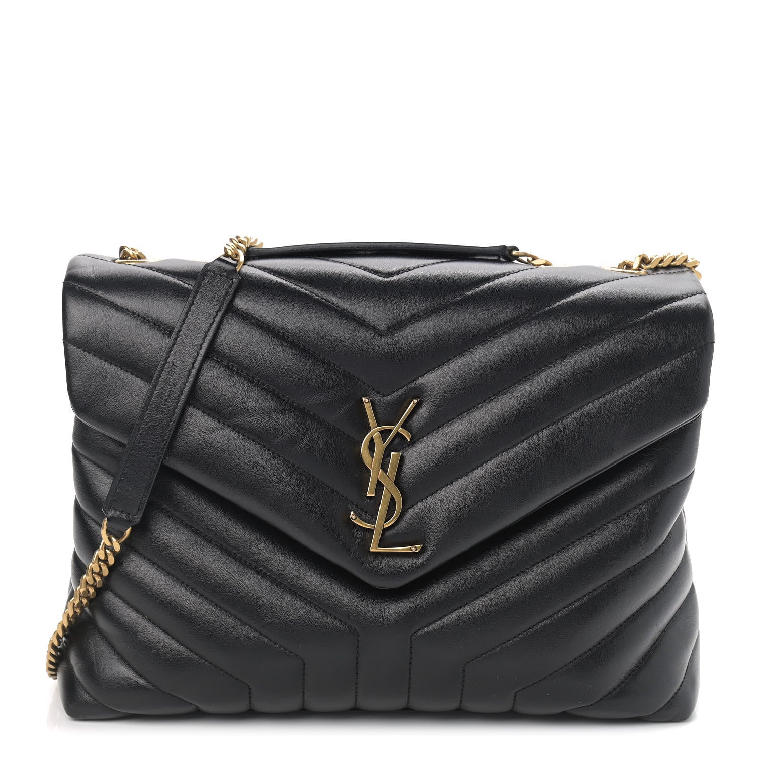 Saint Laurent Calfskin Y Quilted Monogram Medium Loulou Chain Satchel Black 1 of 9