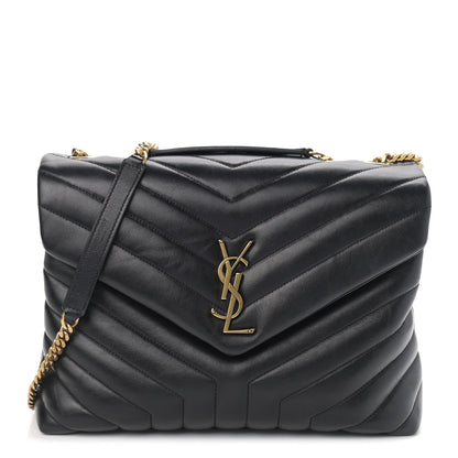 Saint Laurent Calfskin Y Quilted Monogram Medium Loulou Chain Satchel Black 1 of 9