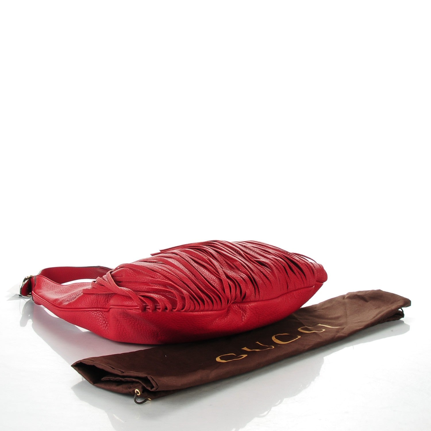 Gucci Cellarius Calfskin Large New Jackie Nouveau Fringe Hobo Red Flame 4 of 7