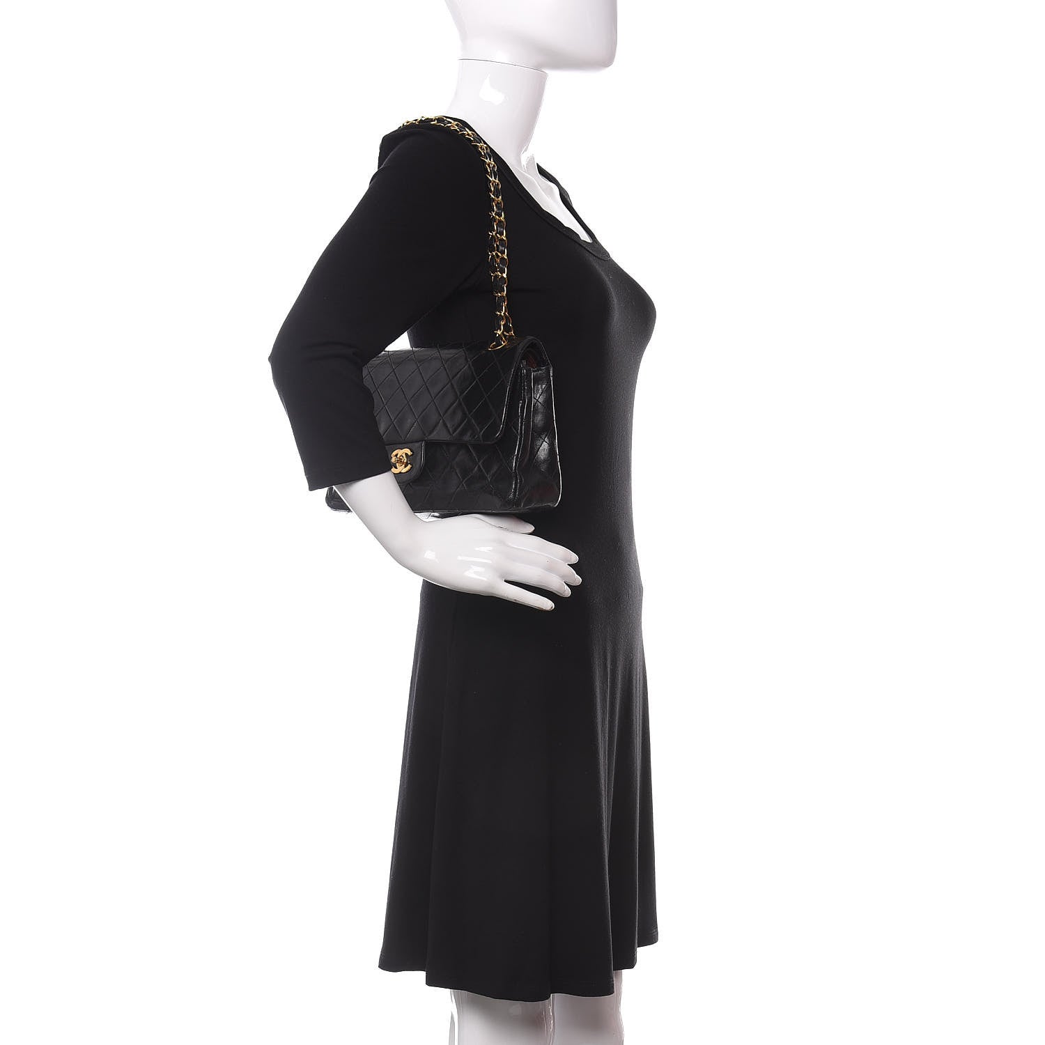 Chanel Lambskin Quilted Medium Double Flap Black 2 of 16