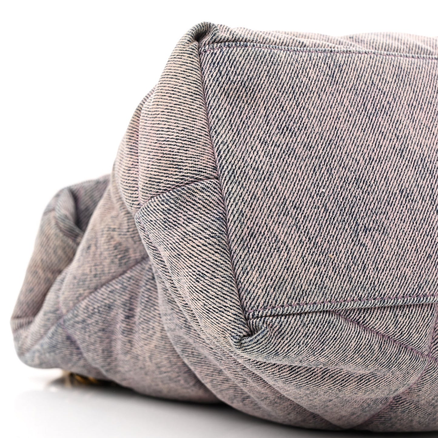 Denim Quilted Medium Loulou Puffer Monogram Chain Satchel Bleached Lilac