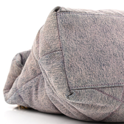 Saint Laurent Denim Quilted Medium Loulou Puffer Monogram Chain Satchel Bleached Lilac 9 of 11