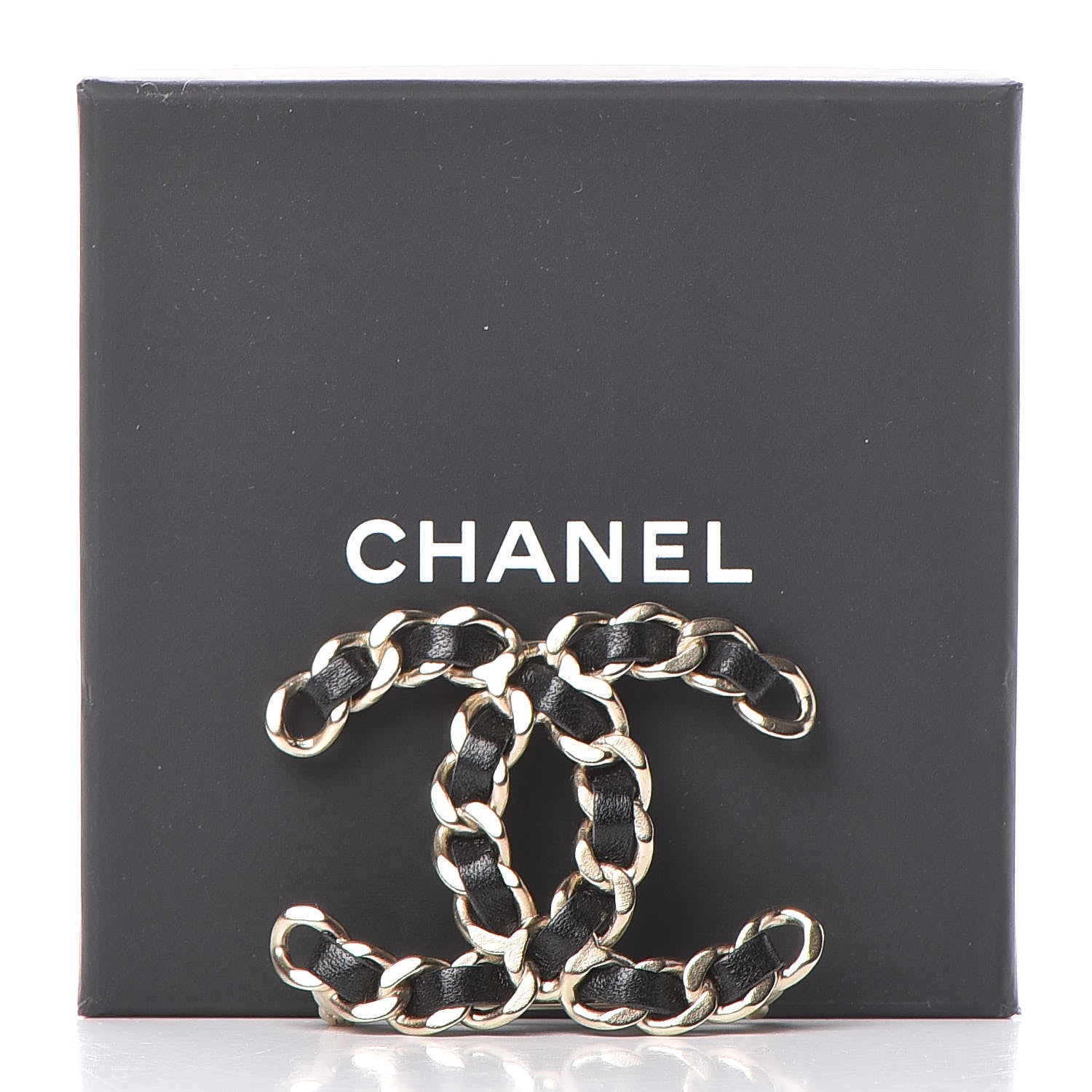 Chanel Lambskin Chain CC Brooch Black Gold 5 of 5
