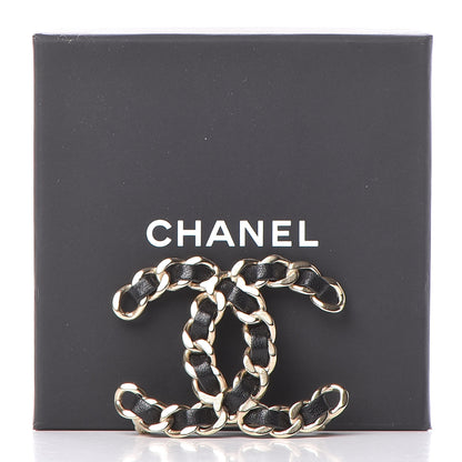 Chanel Lambskin Chain CC Brooch Black Gold 5 of 5