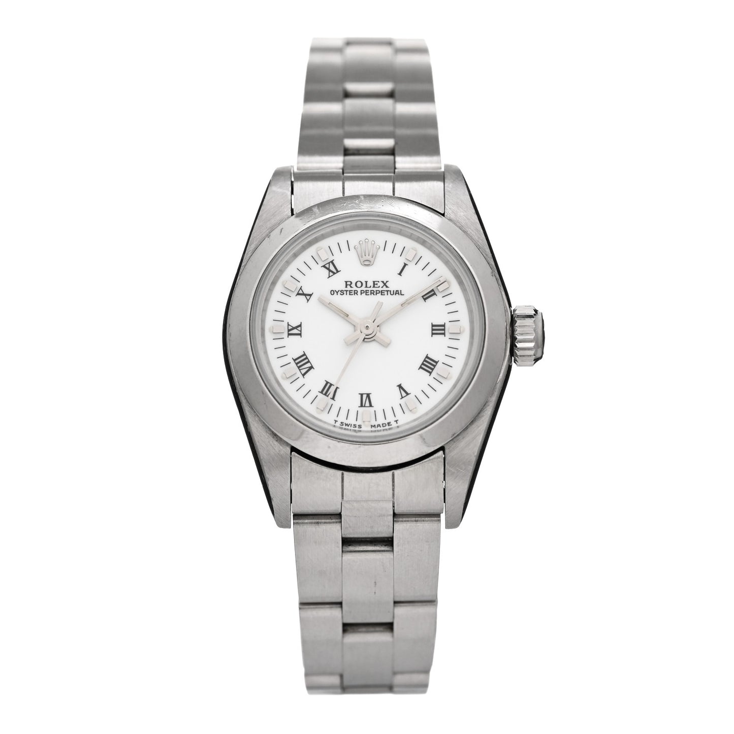 Stainless Steel 24mm Oyster Perpetual Watch White Roman 67180