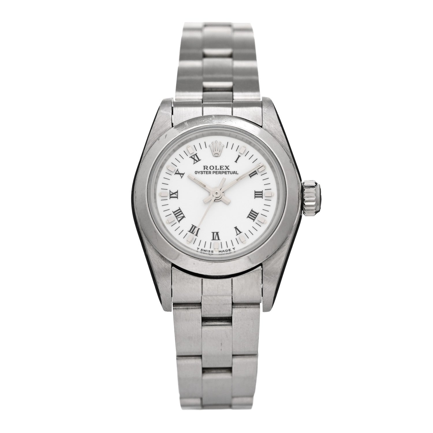 Rolex Stainless Steel 24mm Oyster Perpetual Watch White Roman 67180 1 of 4
