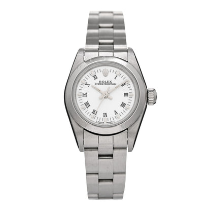 Rolex Stainless Steel 24mm Oyster Perpetual Watch White Roman 67180 1 of 4