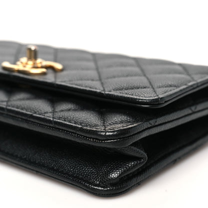 Chanel Caviar Quilted Camellia Wallet On Chain WOC Black 11 of 12