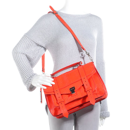 Proenza Schouler Python PS1 Medium Satchel Lipstick Red 2 of 12