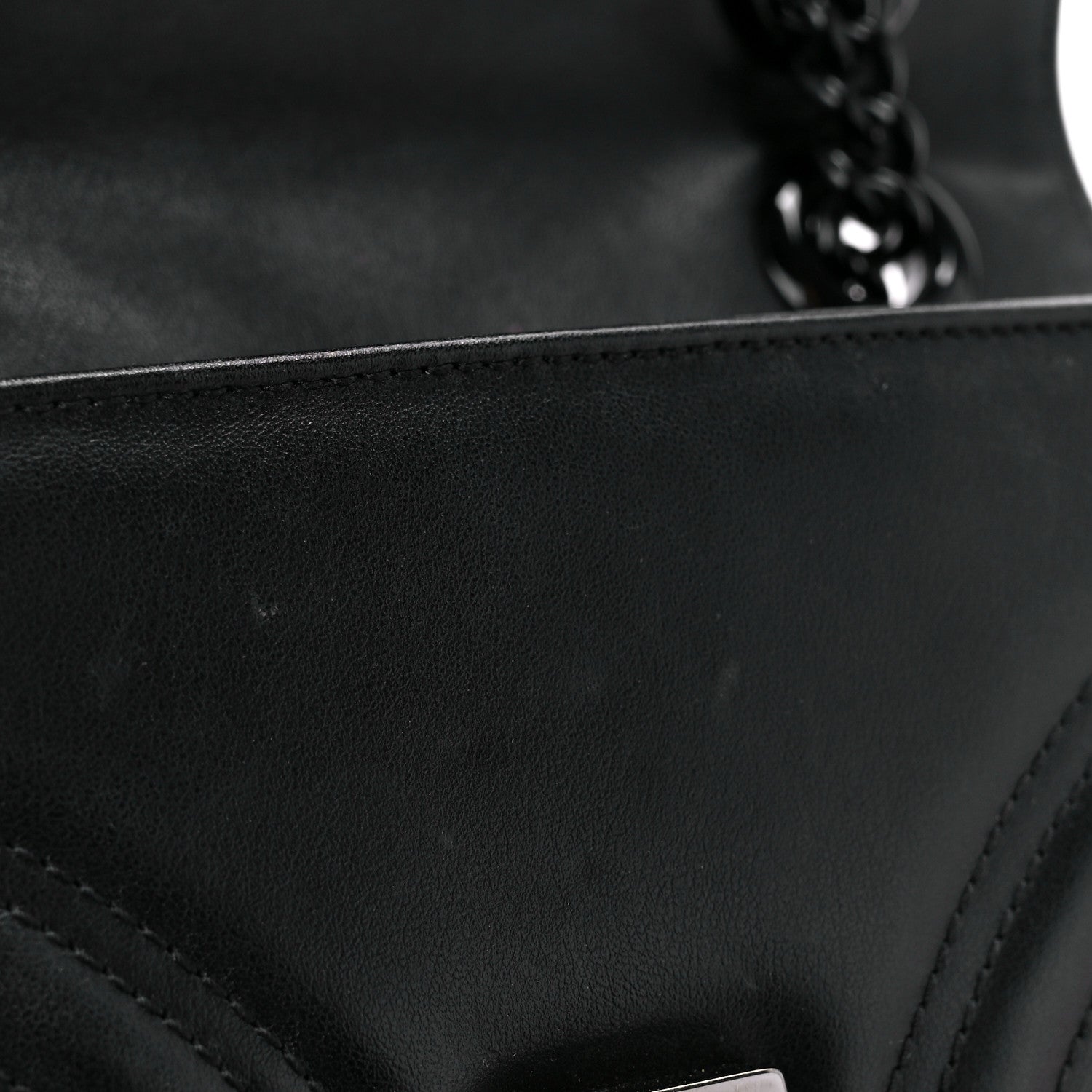 Gucci Calfskin Matelasse Monochrome Mini GG Marmont Shoulder Bag Black 11 of 12