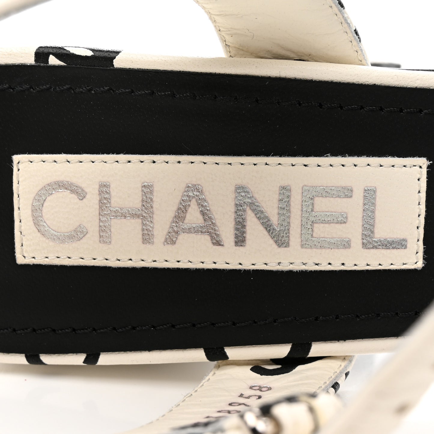 Printed Lambskin Coco Beach Platform Sandals 37 White Black