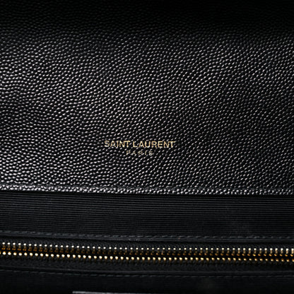 Saint Laurent Grain De Poudre Textured Mixed Matelasse Large Triquilt Monogram Satchel Black 6 of 14