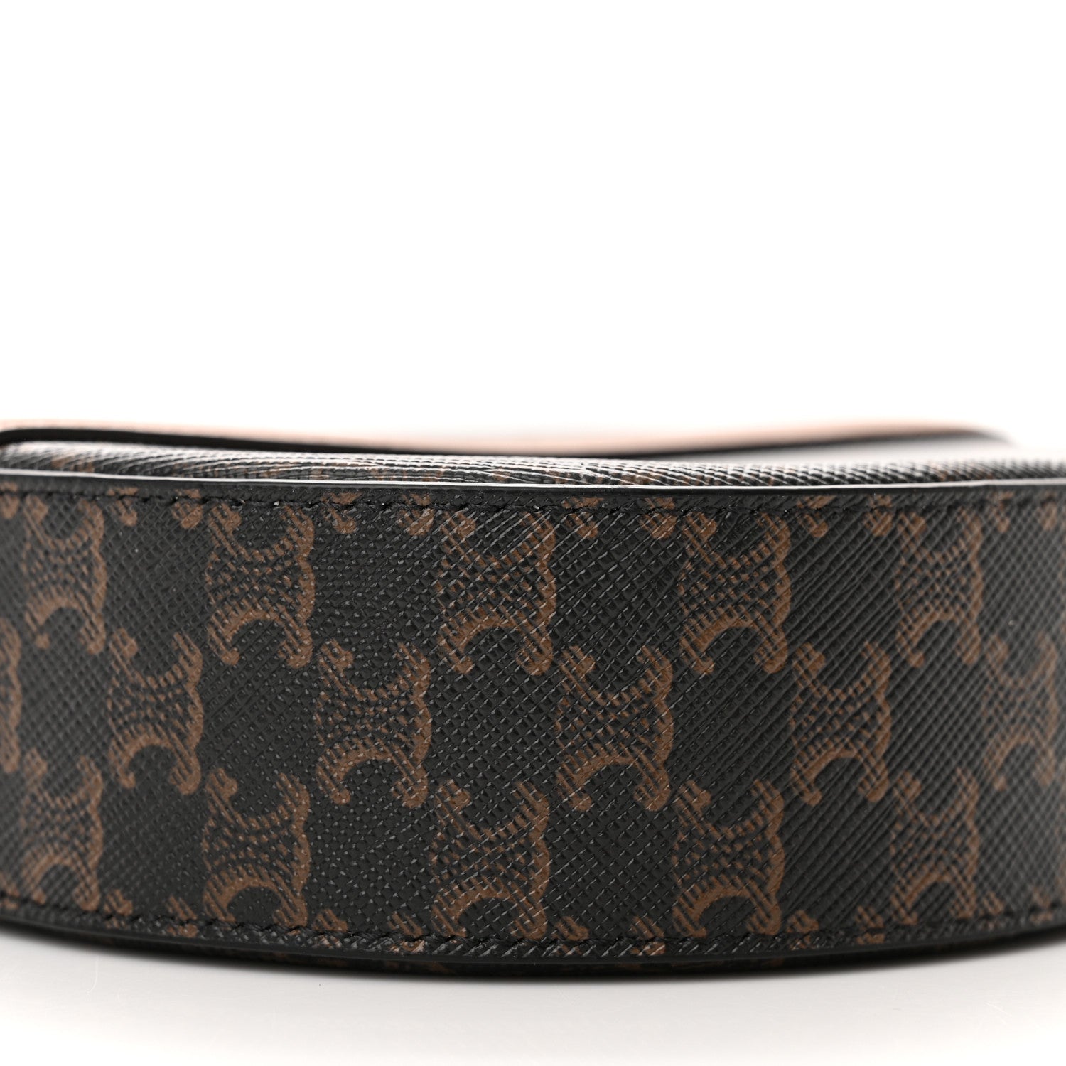 Celine Lambskin Triomphe Canvas Round Purse On Strap Black Tan 9 of 11