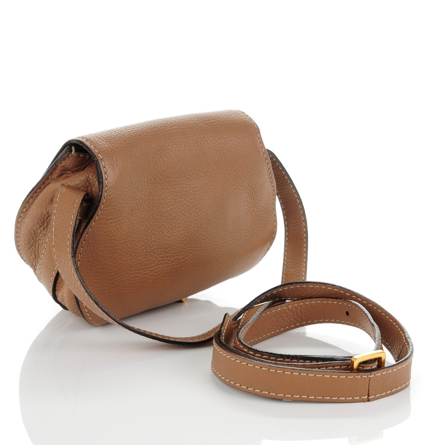 Calfskin Mini Marcie Round Crossbody Bag Nut