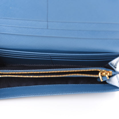 Prada Saffiano Metal Continental Flap Wallet Cobalto 4 of 11