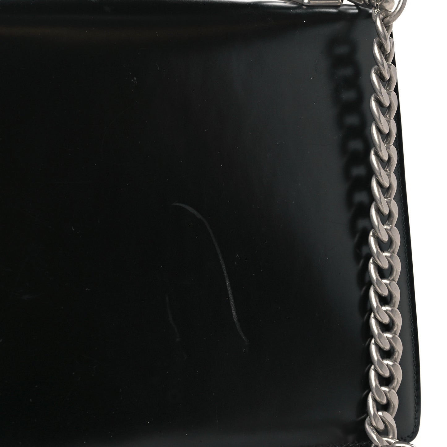 Spazzolato Logo Envelope Top Handle Shoulder Bag Black
