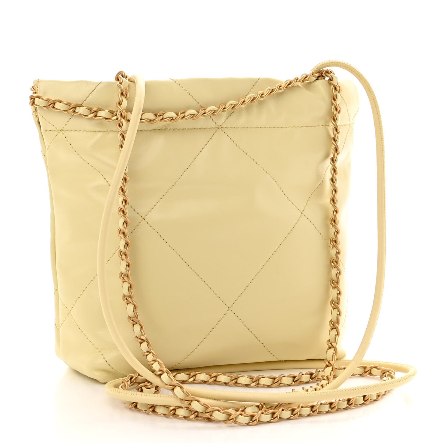 Shiny Calfskin Quilted Mini Chanel 22 Light Yellow