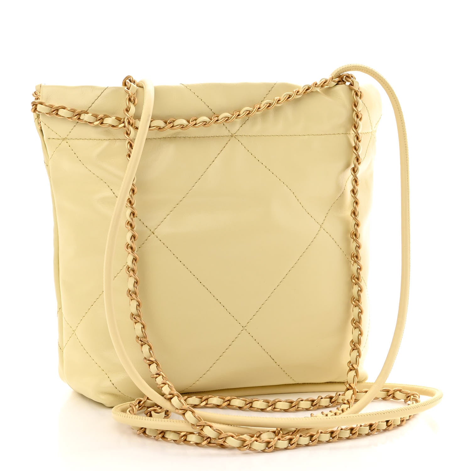 Chanel Shiny Calfskin Quilted Mini Chanel 22 Light Yellow 3 of 10