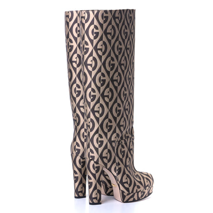 Gucci Fabric G Rhombus Print Platform Boots 36 Beige Cocoa 4 of 7