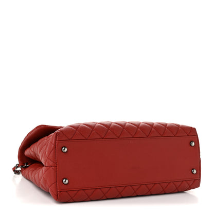 Chanel Caviar Quilted Medium Coco Handle Flap Red 4 of 11