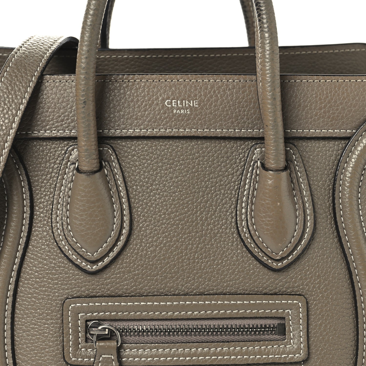Celine Drummed Calfskin Nano Luggage Souris 7 of 12